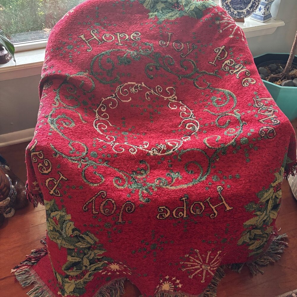 Christmas Throw Wreaths Of The Season Holiday Tapestry Blanket 51” X 68”